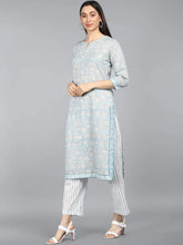 Pure Cotton Printed Kurta Pant Dupatta-VKSKD1121AB